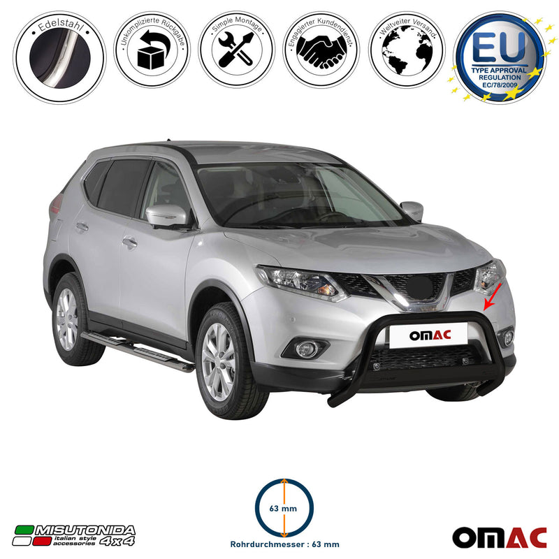 Frontbügel Frontschutzbügel für Nissan X-Trail 2015-2017 ø63mm Stahl Schwarz