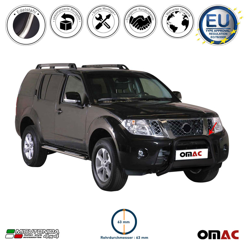 Frontbügel Frontschutzbügel für Nissan Pathfinder 2010-2013 ø63mm Stahl Schwarz