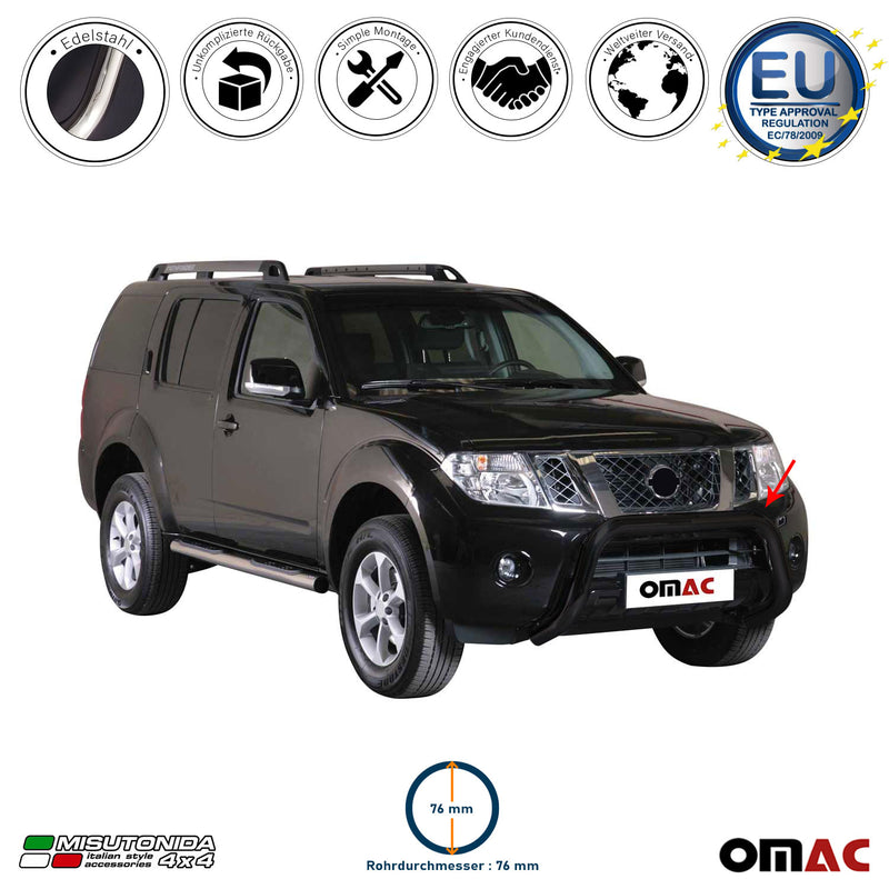 Frontbügel Frontschutzbügel für Nissan Pathfinder V6 2010-2013 ø76mm Schwarz