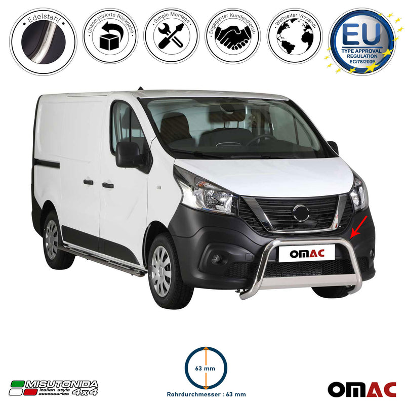 Frontbügel Frontschutzbügel für Nissan NV300 2016-2021 ø63mm Stahl Silber Schutz