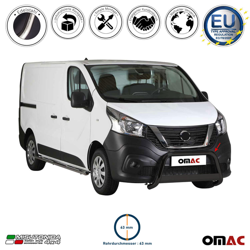 Frontbügel Frontschutzbügel für Nissan NV300 2016-2021 ø63mm Stahl Schwarz