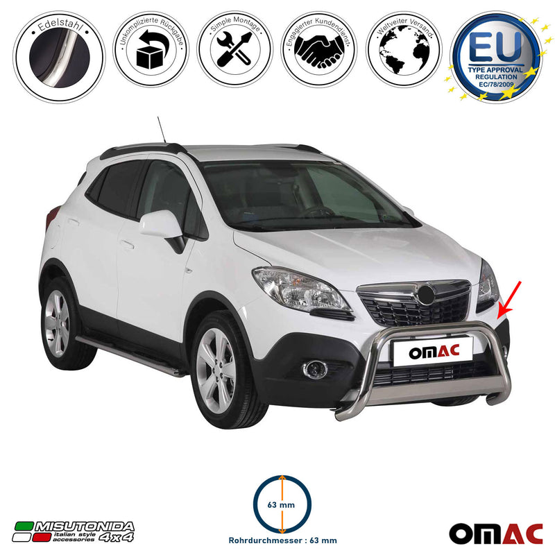 Frontbügel Frontschutzbügel für Opel Mokka 2012-2016 ø63mm Stahl Silber Schutz