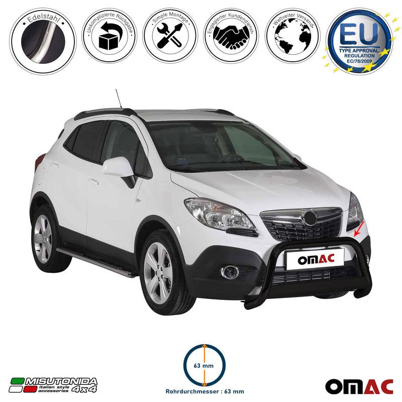 Frontbügel Frontschutzbügel für Opel Mokka 2012-2016 ø63mm Stahl Schwarz Schutz