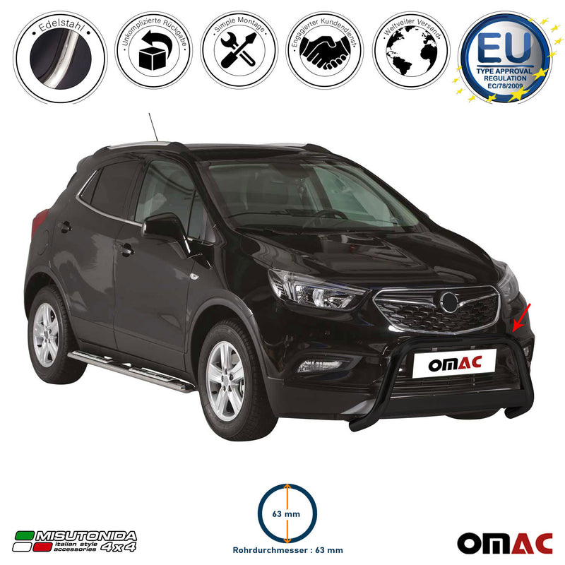 Frontbügel Frontschutzbügel für Opel Mokka X 2016-2019 ø63mm Stahl Schwarz