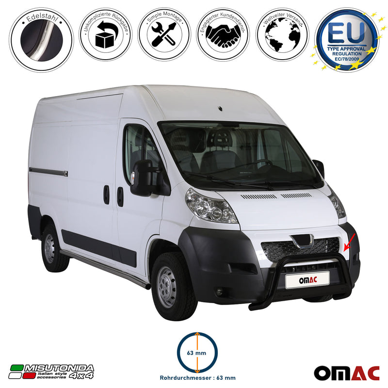 Frontbügel Frontschutzbügel für Peugeot Boxer 2006-2013 ø63mm Stahl Schwarz