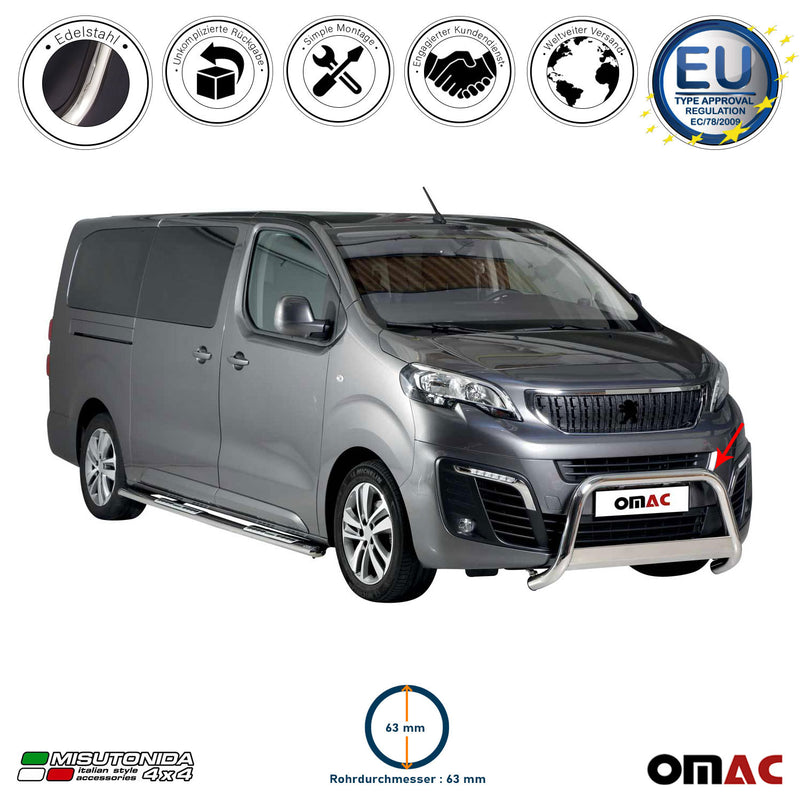 Frontbügel Frontschutzbügel für Peugeot Expert Traveller 2016-2024 ø63 Stahl