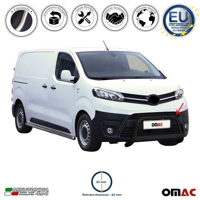 Frontbügel Frontschutzbügel für Toyota Proace 2016-2019 ø63mm Schwarz Schutz
