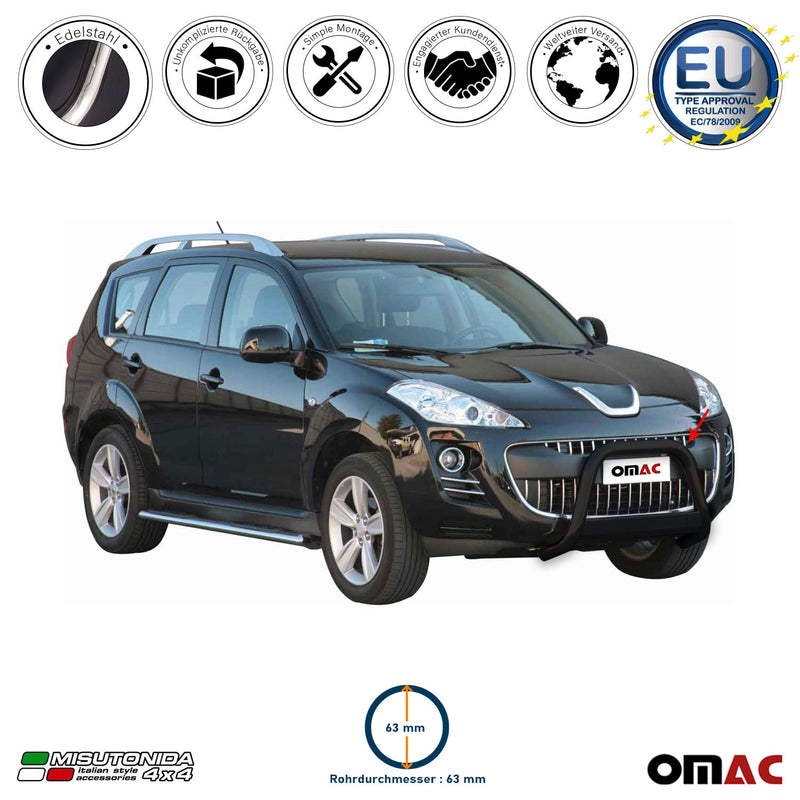 Frontbügel Frontschutzbügel für Peugeot 4007 2008-2012 ø63mm Stahl Schwarz