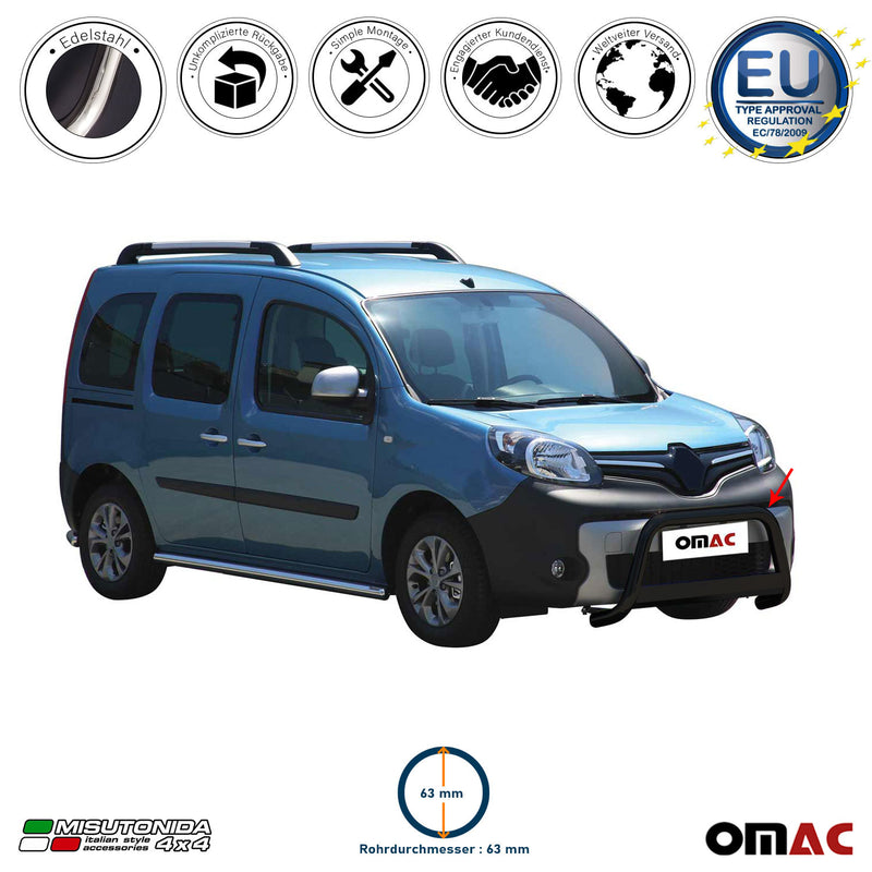 Frontbügel Frontschutzbügel für Renault Kangoo 2014-2021 ø63mm Stahl Schwarz