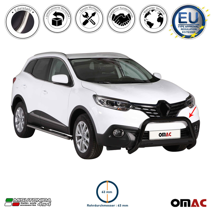 Frontbügel Frontschutzbügel für Renault Kadjar 2015-2018 ø63mm Stahl Schwarz