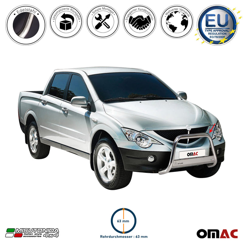 Frontbügel Frontschutzbügel für Ssangyong Actyon Sports 2007-2012 ø63 Stahl Grau