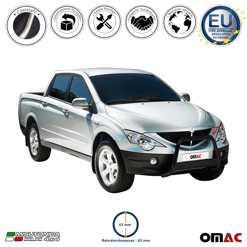 Frontbügel Frontschutzbügel für Ssangyong Actyon Sports 2007-2012 ø63 Schwarz