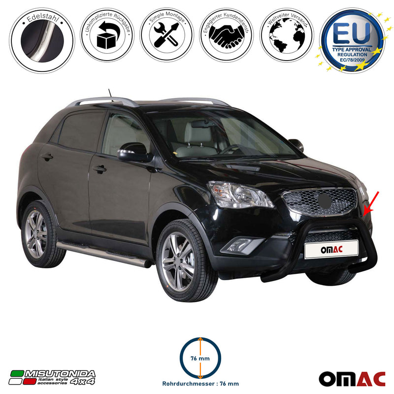 Frontbügel Frontschutzbügel für Ssangyong Korando 2011-2019 ø76mm Stahl Schwarz
