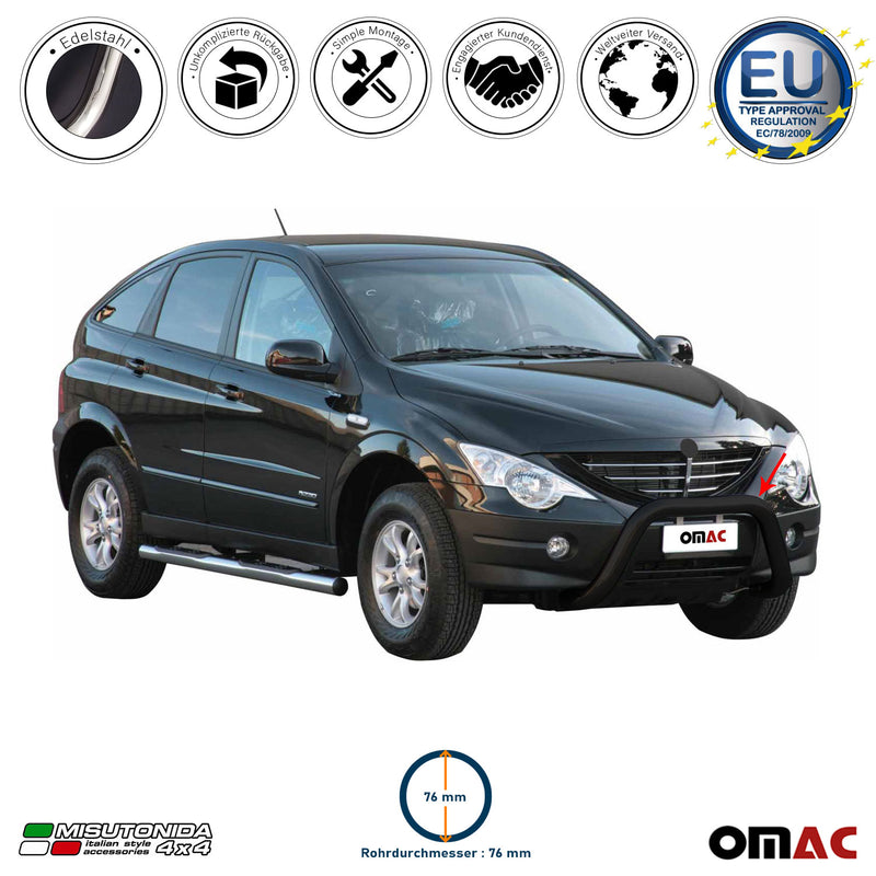 Frontbügel Frontschutzbügel für Ssangyong Actyon 2006-2012 ø76mm Stahl Schwarz