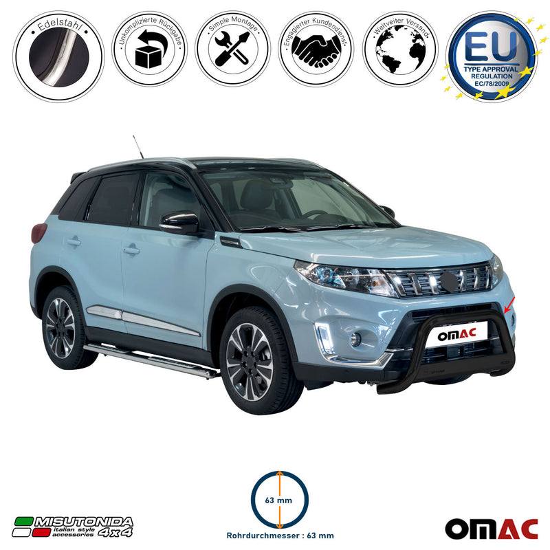 Frontbügel Frontschutzbügel für Suzuki Vitara 2019-2024 ø63mm Stahl Schwarz