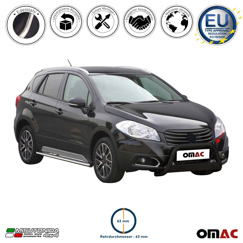 Frontbügel Frontschutzbügel für Suzuki SX4 S-Cross 2017-2018 ø63mm Stahl Schwarz