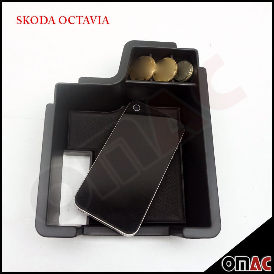 Armrest storage box central storage box black for Skoda Octavia 2012-2019 - Omac Shop GmbH
