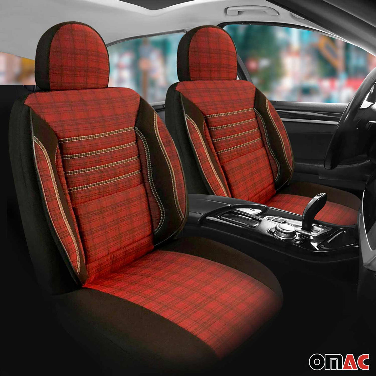 Schonbezüge Sitzbezüge für Fiat Ducato 2006-2024 Schwarz Rot 2 Sitz Vorne Satz