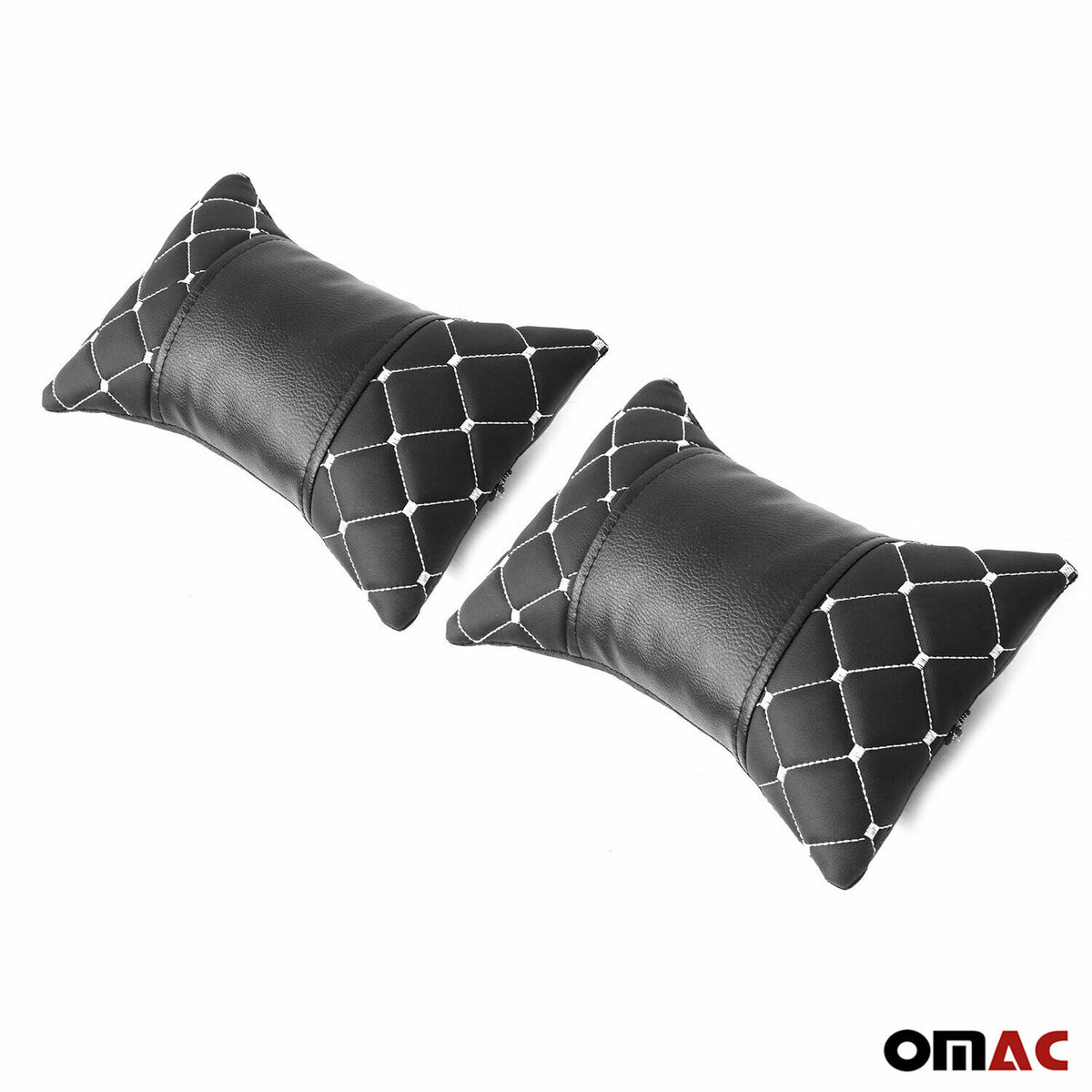 Car Headrest Pillow Neck Support Neck Pillow Leather Black White Pack of 2