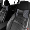 Pack of 2 Car Headrest Car Neck Pillow Textile & Leather Black Gray 8x30