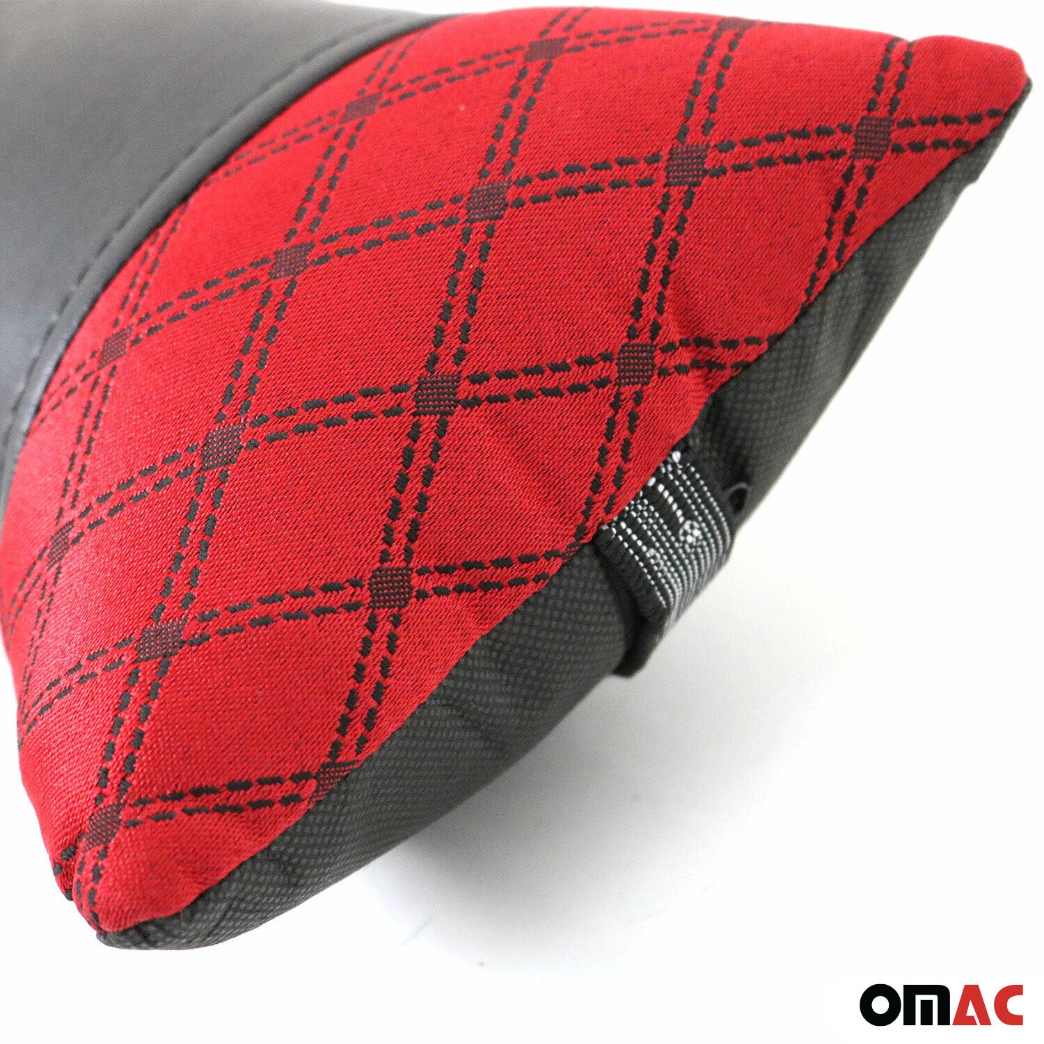 2 Stück KFZ Auto Kopfstütze Autositzkissen Nackenkissen Leder Schwarz Rot 8x30cm