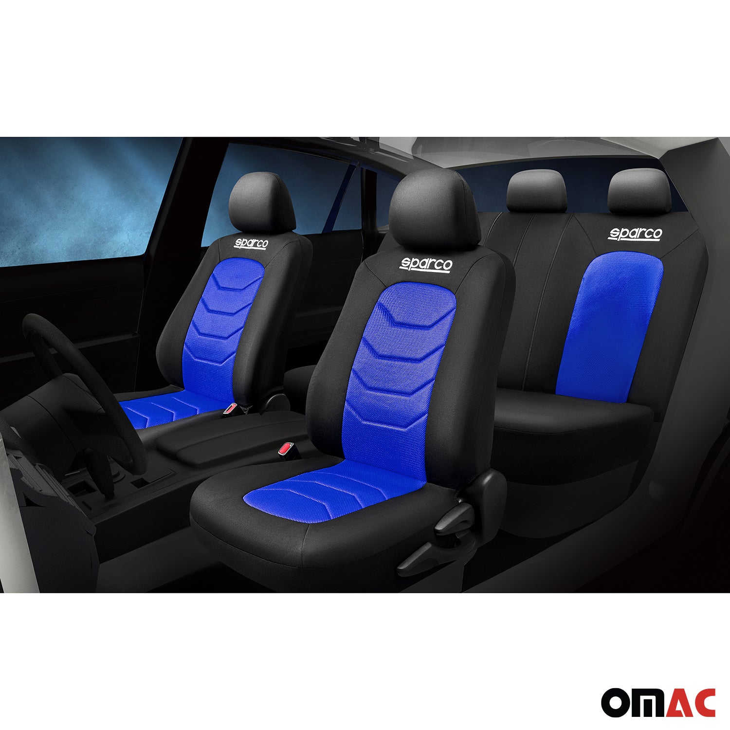 SPARCO Sitzbezüge Schonbezüge Autositzbezüge Universell Blau Vorne Hinten