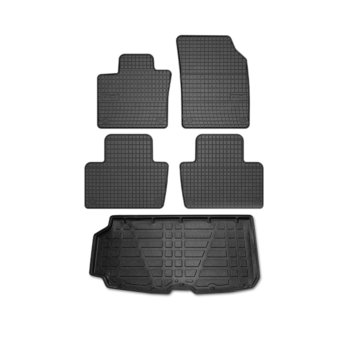Fußmatten & Kofferraumwanne Set für Volvo XC90 2016-2024 Gummi TPE Schwarz 5x