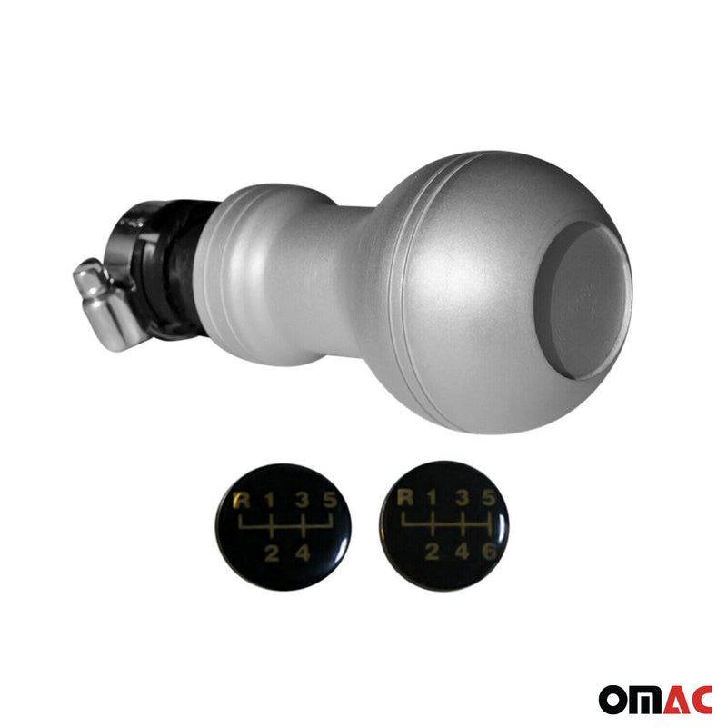 Schaltknauf Schaltknopf für VW Golf 1974-1983 5 / 6-Gang Aluminium Silber