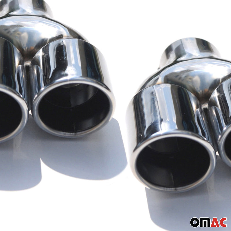 Auspuffblende Sportauspuff 50-56mm Edelstahl Links Rechts Doppelendrohr AMG Look