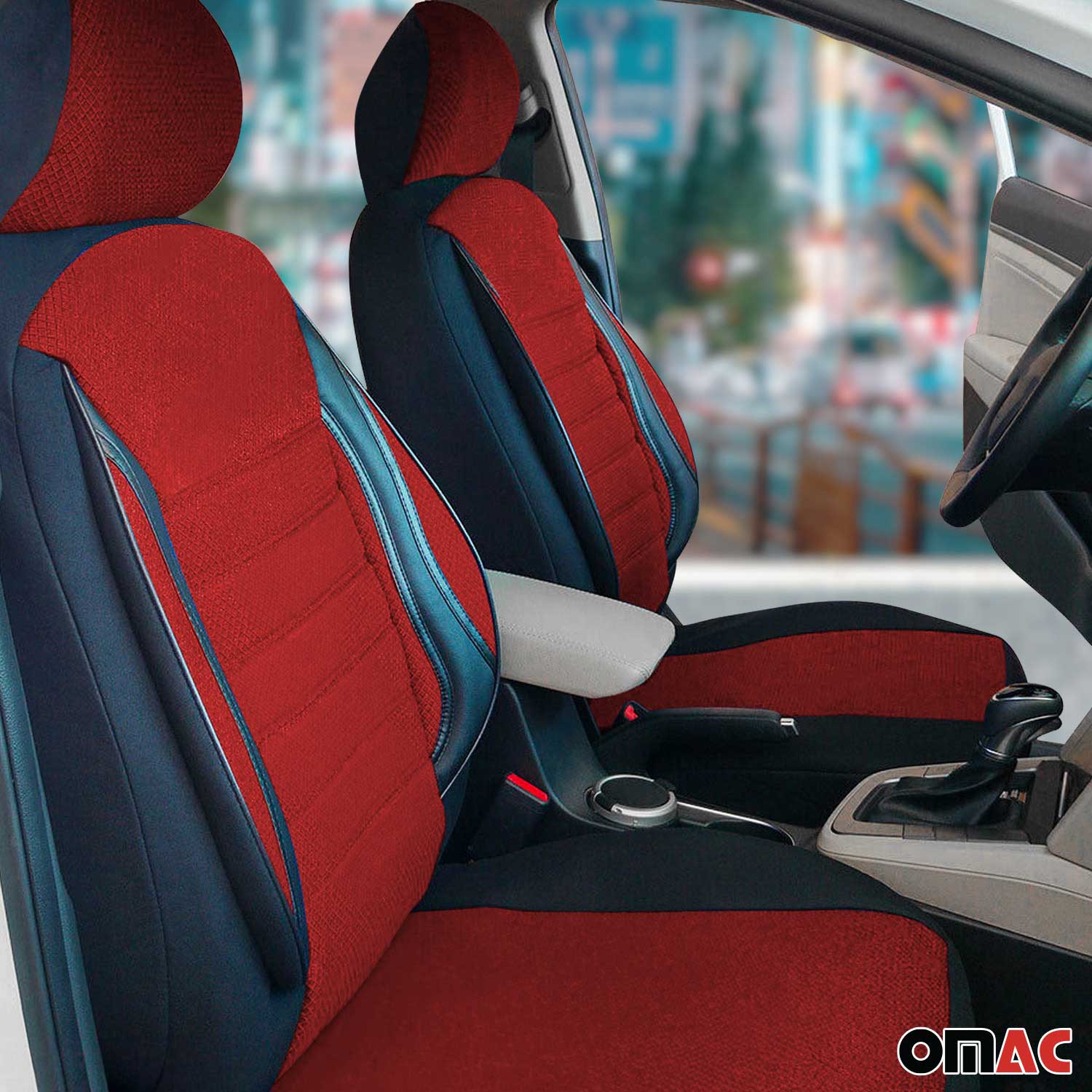 Schonbezüge Sitzschoner Sitzbezug für Fiat Tipo Croma Schwarz Rot Satz 1+1 Auto