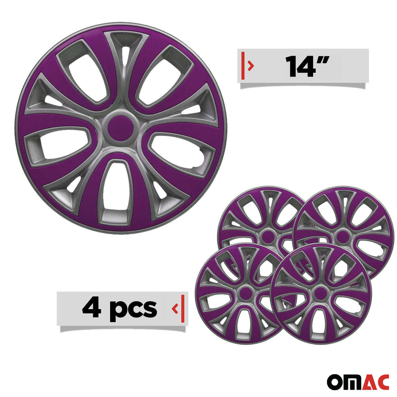 Radkappen 14 zoll Grau & Lila 4tlg satz