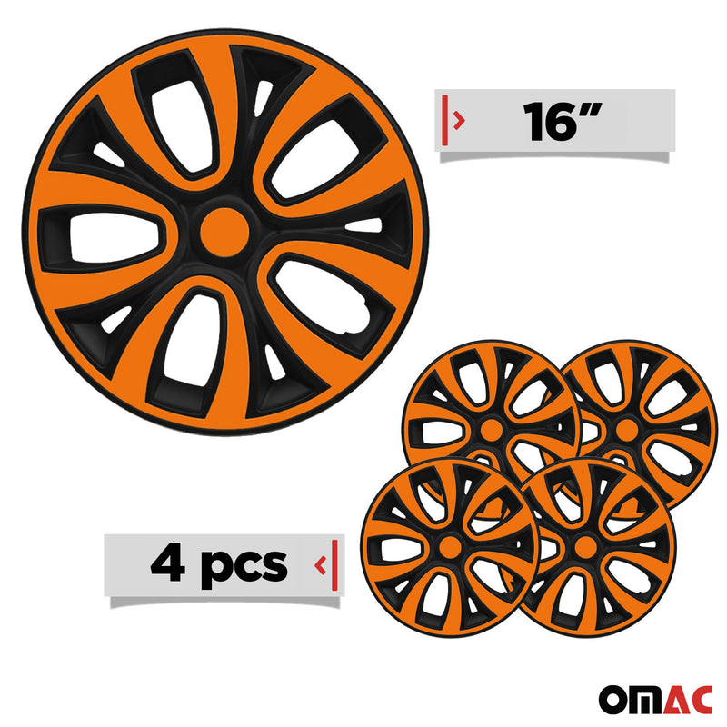 Radkappen 16 zoll Matt Schwarz & Orange 4tlg satz