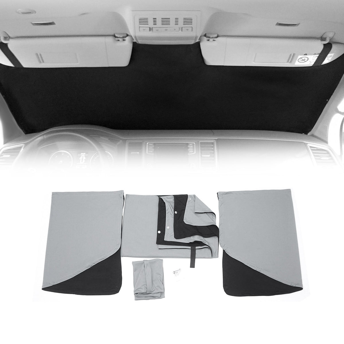 Gardinen Sonnenschutz für VW T5 T6 Caravelle Camping Vorhang Grau 3 tlg