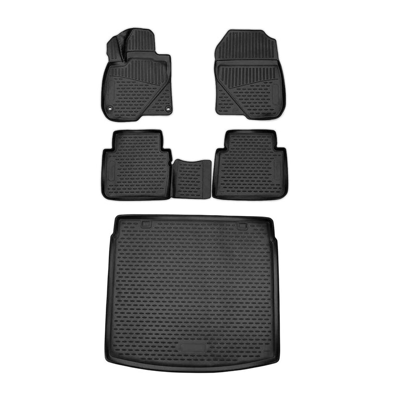 Fußmatten & Kofferraumwanne Set für Honda CR-V 2016-2024 Gummi TPE Schwarz 5x