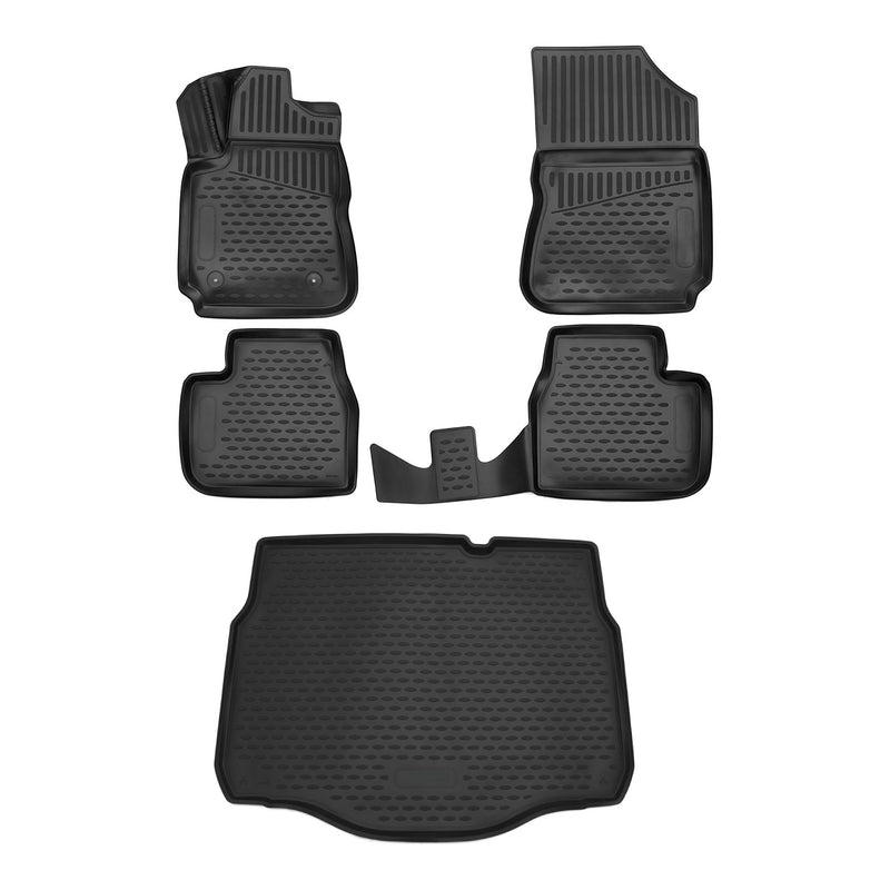 Fußmatten & Kofferraumwanne Set für Citroen C4 Cactus 2014-2020 TPE Schwarz