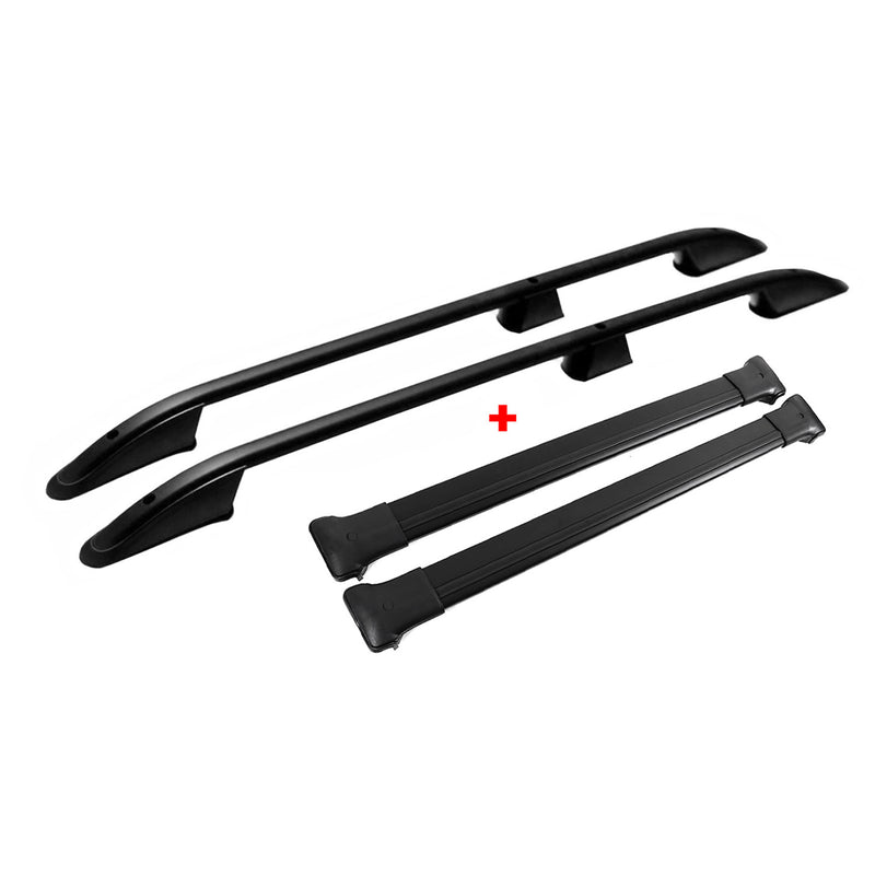 Dachreling + Dachträger für Ford Connect 2002-2014 Kurzer Aluminium Schwarz 4x