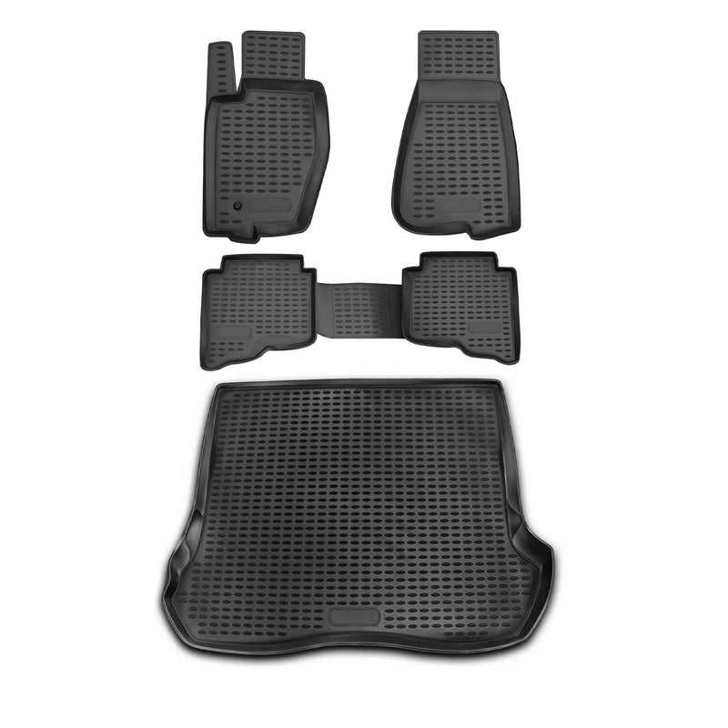 Fußmatten & Kofferraumwanne Set für Jeep Grand Cherokee 2005-2010 TPE Schwarz