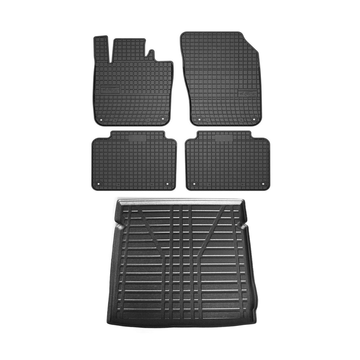 Fußmatten & Kofferraumwanne Set für VW Caddy 2020-2024 Gummi TPE Schwarz 5x