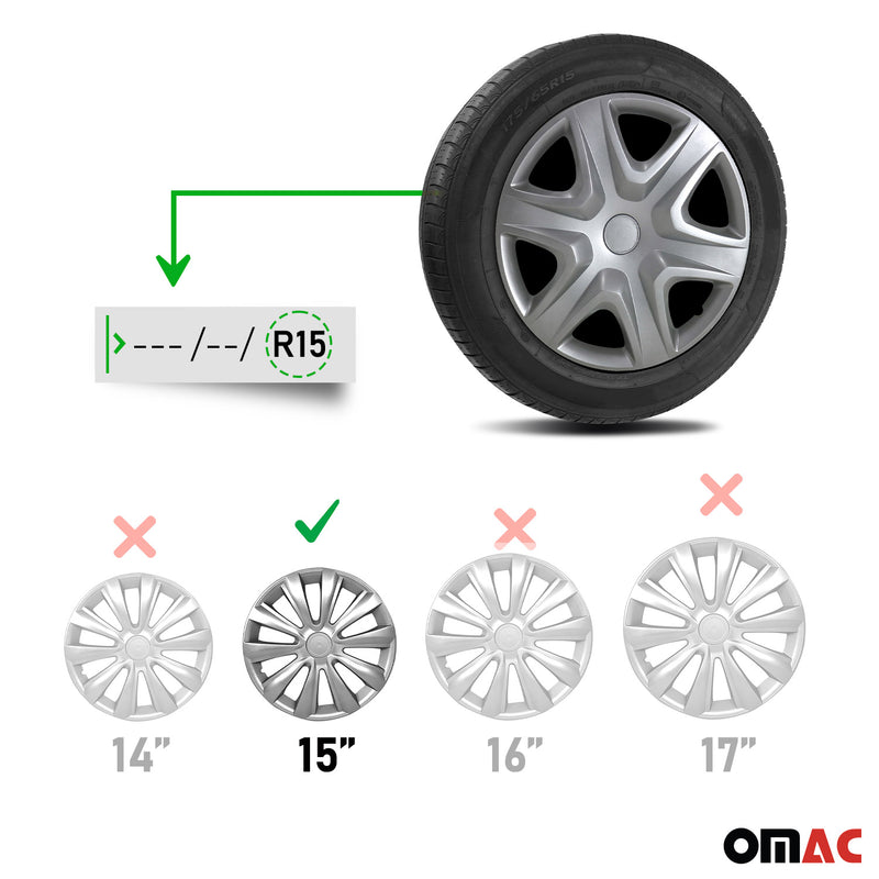 4x Radkappen Auto Radblenden 15 Zoll Silber