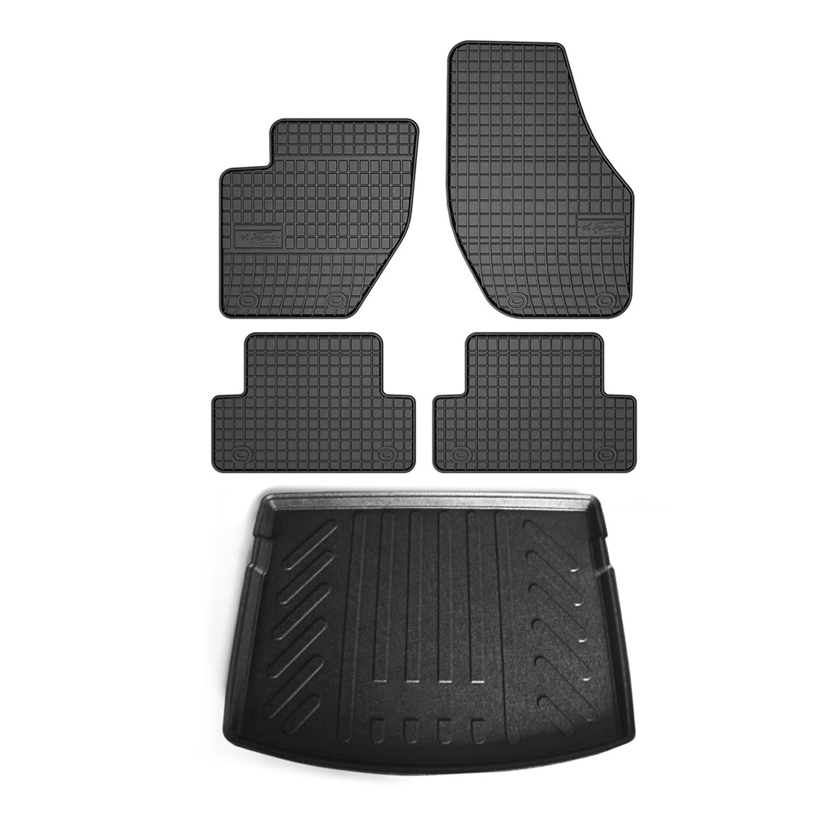 Fußmatten & Kofferraumwanne Set für Volvo V40 2012-2015 Gummi TPE Schwarz 5x