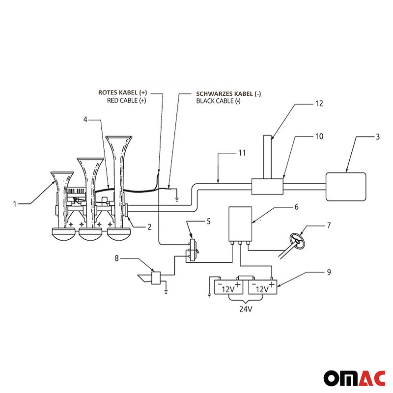 24V/125dB Trompete Lufthorn Hupe für Auto Boot LKW PKW Fahrzeuge