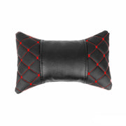 KFZ Auto Kopfstütze Kissen Autositzkissen Nackenkissen Leder Schwarz Rot 8x30cm