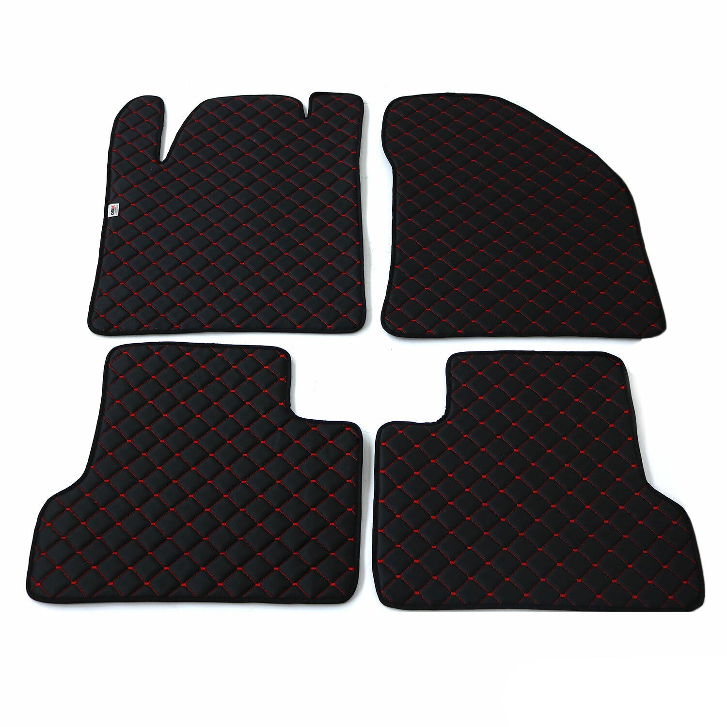 Fußmatten Leder Automatten für Jeep Cherokee 2014-2024 Kunstleder Schwarz Rot 4x