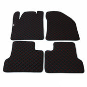 Fußmatten Leder Automatten für Jeep Cherokee 2014-2024 Kunstleder Schwarz Rot 4x