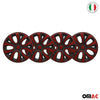 Pack of 4 wheel covers, hub caps, wheel covers, 16 inch steel rims, black and red