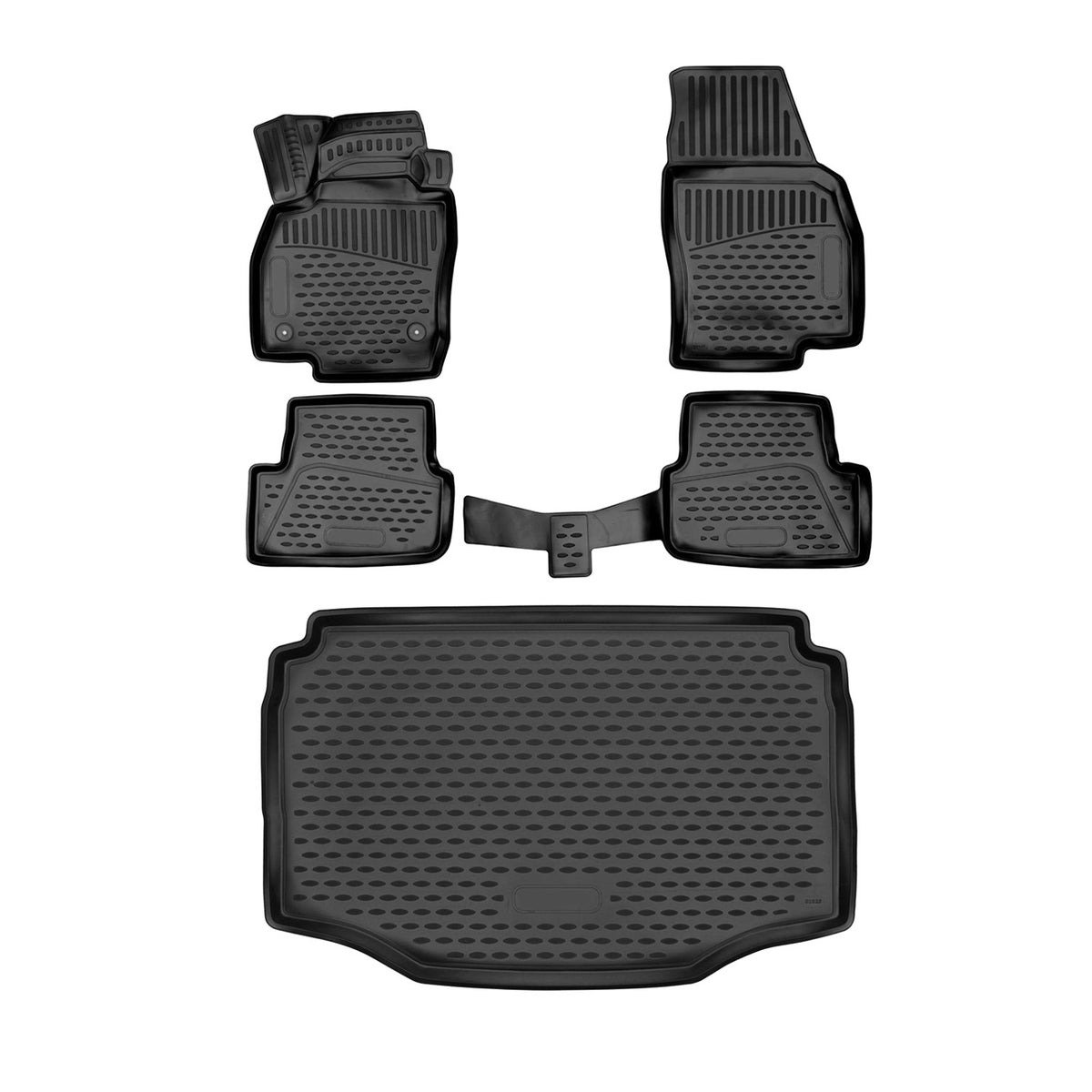 Floor mats & trunk liner set for Seat Arona 2017-2024 rubber TPE black 5x
