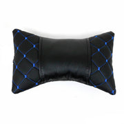 KFZ Auto Kopfstütze Kissen Autositzkissen Nackenkissen Leder Schwarz Blau 8x30cm