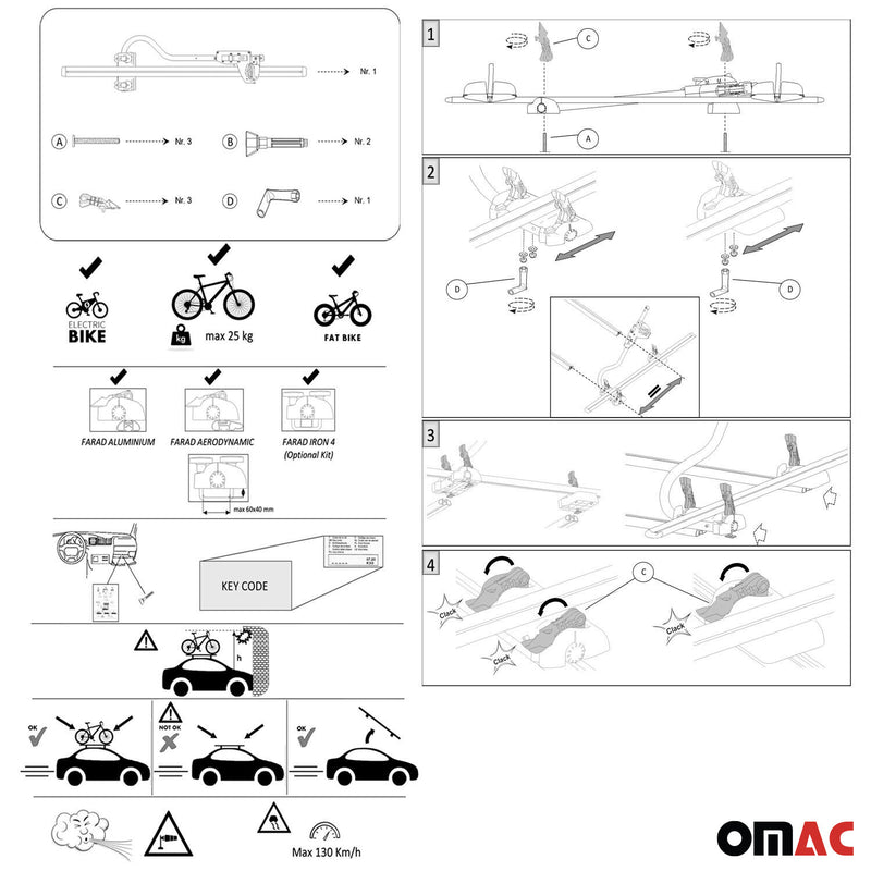 Dachträger + Fahrradträger Satz für VW Caddy 2003-2015 Aluminium Silber 3tlg