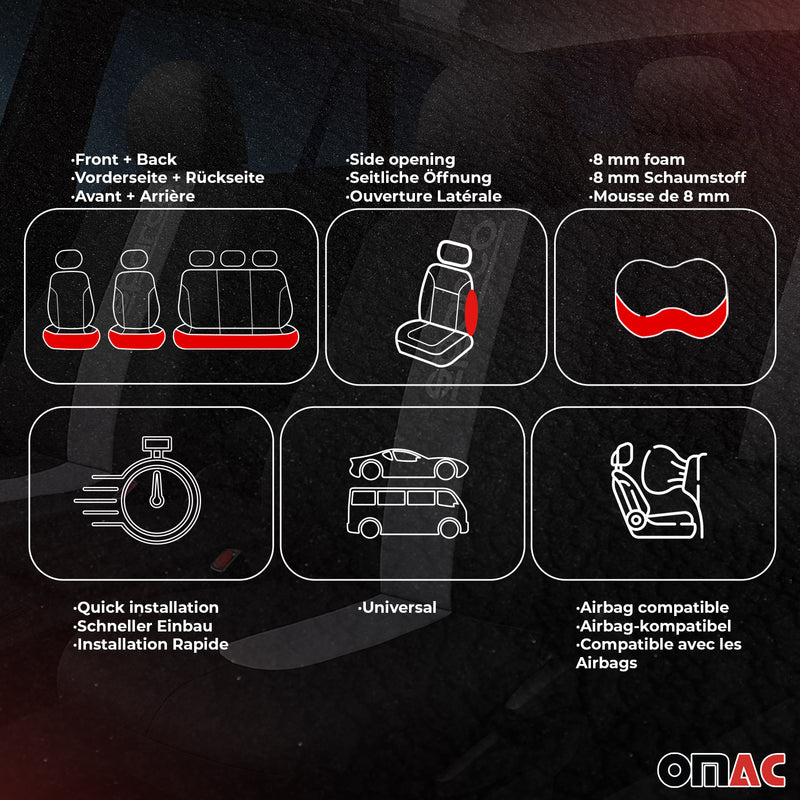 SPARCO Sitzbezüge Schonbezüge Autositzbezüge Universell Blau Rot Vorne Hinten