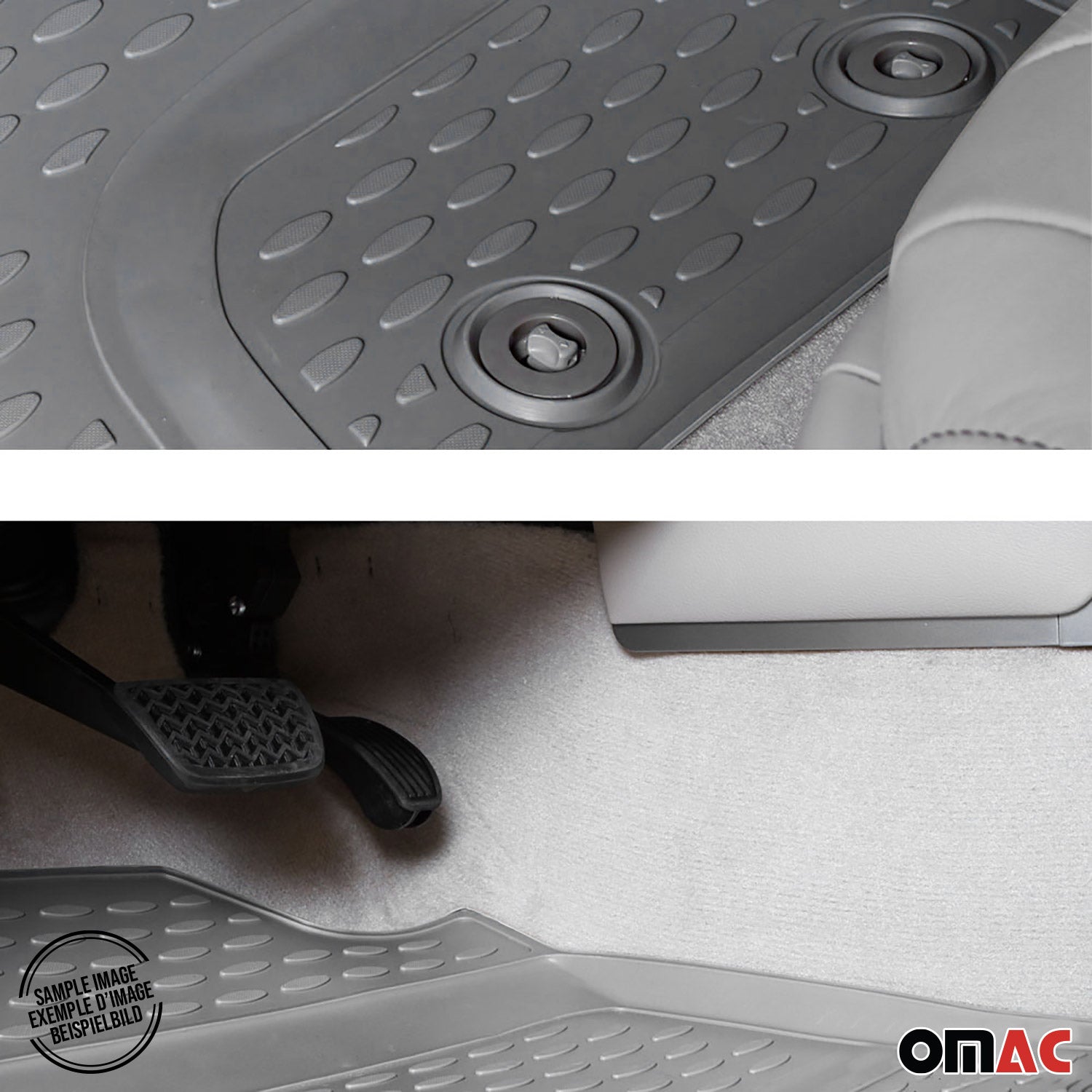 Fußmatten für Seat Leon 2012-2020 3D Passform Hoher Rand Gummimatten Grau